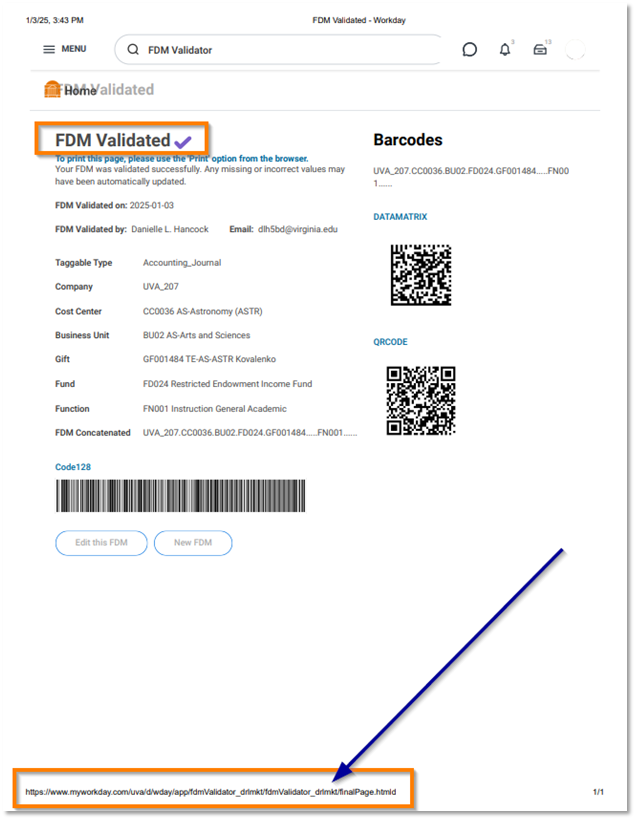 Acceptable FDM Validator Printout