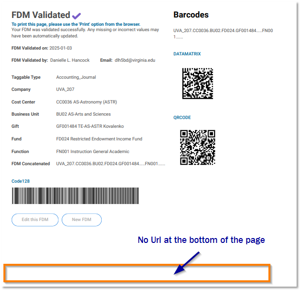 Acceptable FDM Validator Printout